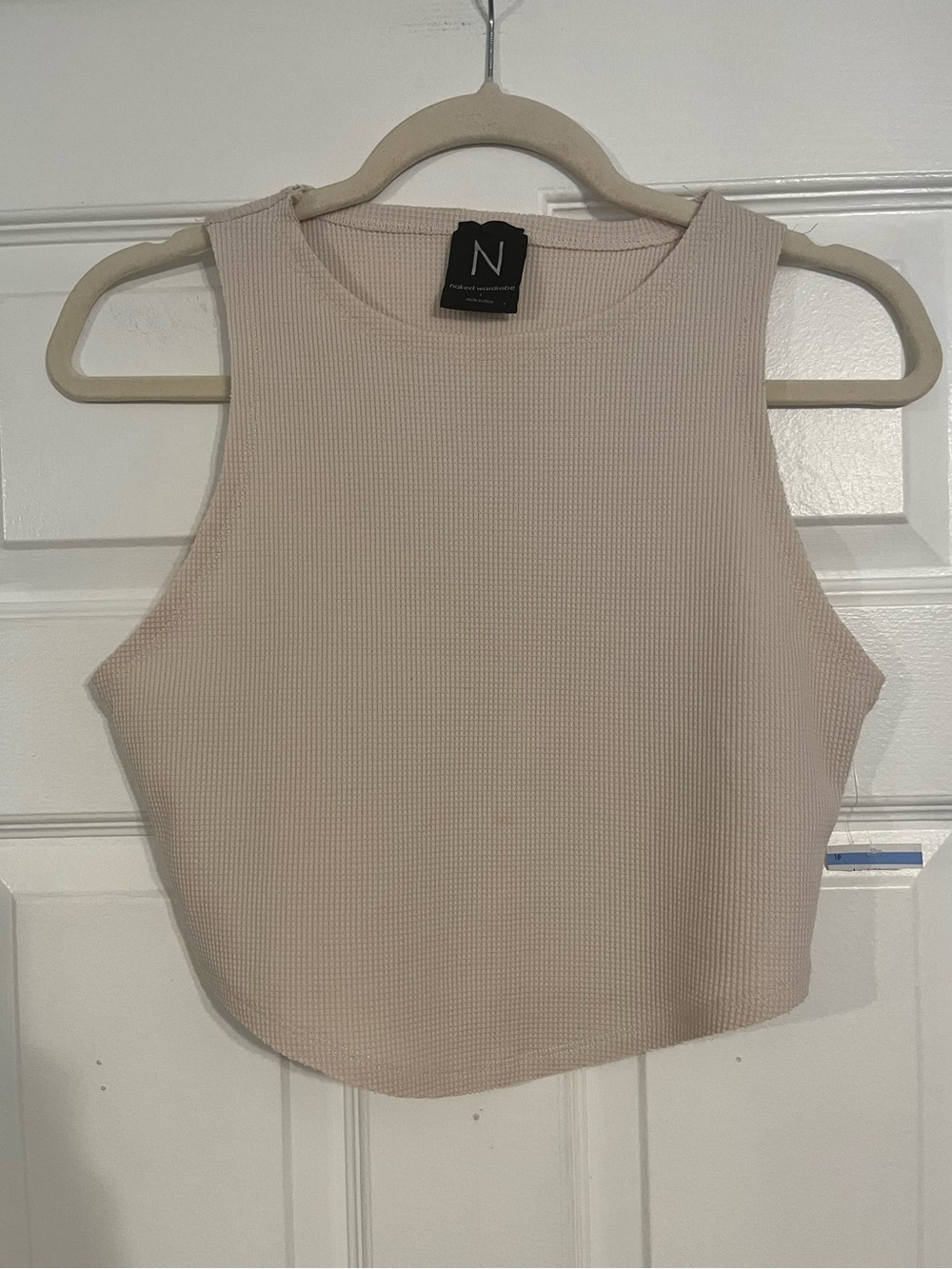 NWT naked wardrobe Ribbed Crop Tank Top in Light Tan